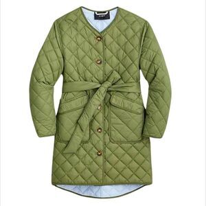 J.Crew Women's XS Reversible Greenwich Quilted Puffer Lightweight Jacket w/ Belt